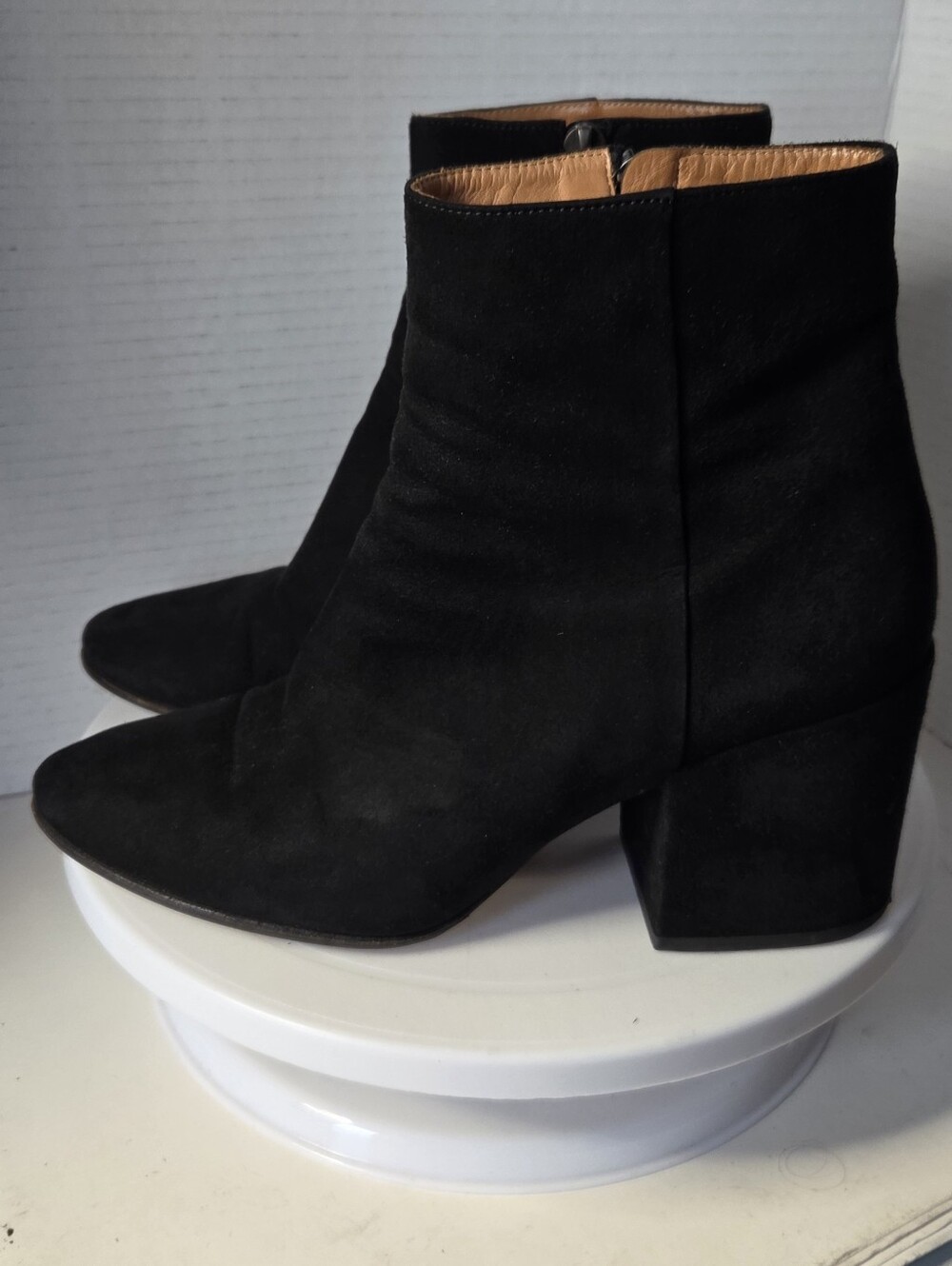 DRIES VAN NOTEN Women's Black Suede Block Heel Booties Size 7.5 Or 37.5